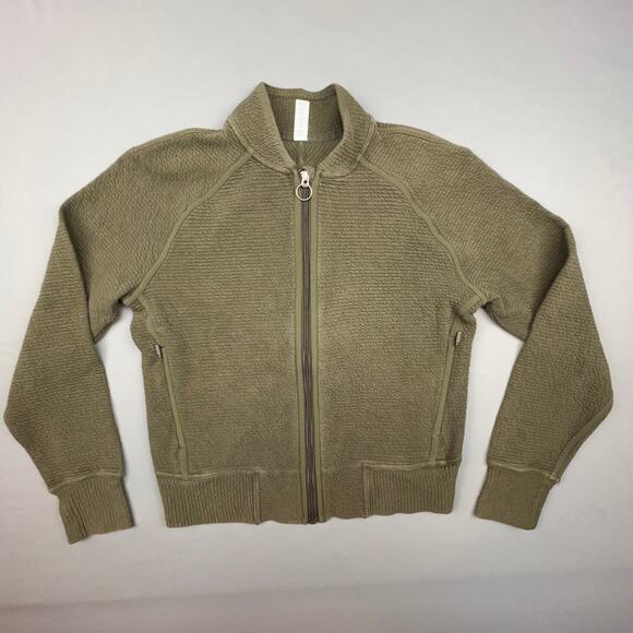 Lululemon On Repeat Jacket Womens 4 Olive Green Athleisure Zip-Up - Picture 1 of 8